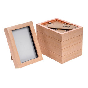 Nicola Spring - 3D Box Photo Frames - 4 x 6" - Light Wood - Pack of 5