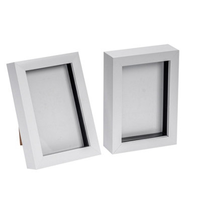 Nicola Spring - 3D Box Photo Frames - 4 x 6" - White - Pack of 2