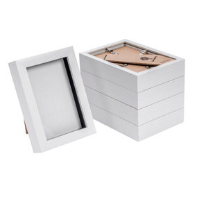Nicola Spring - 3D Box Photo Frames - 4 x 6" - White - Pack of 5