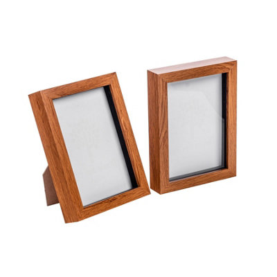 Nicola Spring - 3D Box Photo Frames - 5 x 7" - Dark Wood - Pack of 2