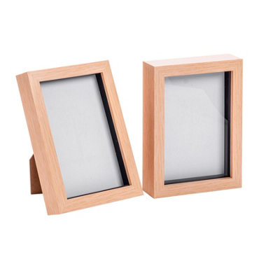 Nicola Spring - 3D Box Photo Frames - 5 x 7" - Light Wood - Pack of 2