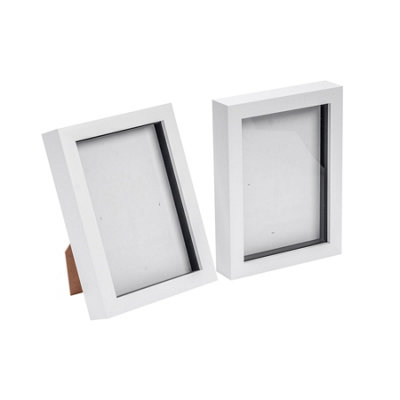 Nicola Spring - 3D Box Photo Frames - 5 x 7" - White - Pack of 2