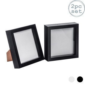 Nicola Spring - 3D Box Photo Frames - 6 x 6" - Black - Pack of 2