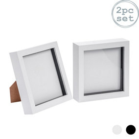 Nicola Spring - 3D Box Photo Frames - 6 x 6" - White - Pack of 2
