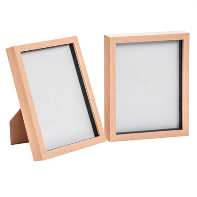 Nicola Spring - 3D Box Photo Frames - 8 x 10" - Light Wood - Pack of 2