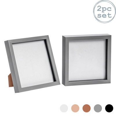 Nicola Spring - 3D Box Photo Frames - 8 x 8" - Grey - Pack of 2