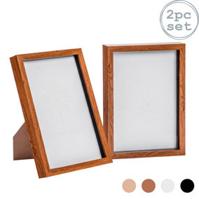 Nicola Spring - 3D Box Photo Frames - A4 (8 x 12") - Dark Wood - Pack of 2