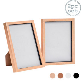 Nicola Spring - 3D Box Photo Frames - A4 (8 x 12") - Light Wood - Pack of 2