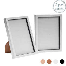 Nicola Spring - 3D Box Photo Frames - A4 (8 x 12") - White - Pack of 2