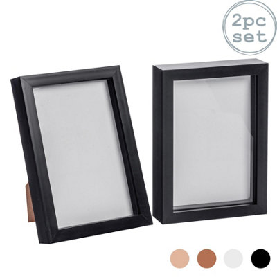 Nicola Spring - 3D Box Photo Frames - A5 (6 x 8") - Black - Pack of 2