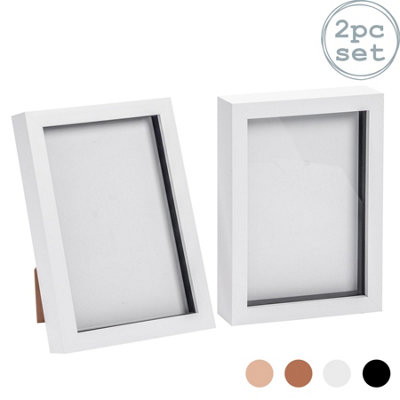 Nicola Spring - 3D Box Photo Frames - A5 (6 x 8") - White - Pack of 2