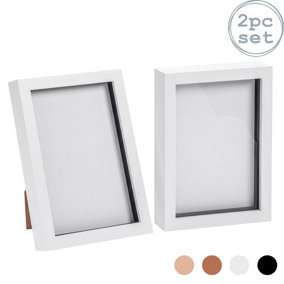 Nicola Spring - 3D Box Photo Frames - A5 (6 x 8") - White - Pack of 2
