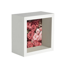 Nicola Spring - 3D Deep Box Photo Frame - 4 x 4" - White