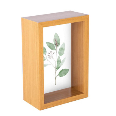 Nicola Spring - 3D Deep Box Photo Frame - 4 x 6" - Light Wood