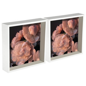 Nicola Spring - 3D Deep Box Photo Frames - 10 x 10" - White - Pack of 2
