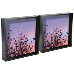 Nicola Spring - 3D Deep Box Photo Frames - 12 x 12" - Black - Pack of 2