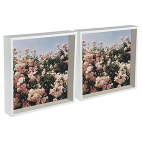 Nicola Spring - 3D Deep Box Photo Frames - 12 x 12" - White - Pack of 2