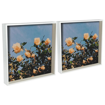 Nicola Spring - 3D Deep Box Photo Frames - 16 x 16" - White - Pack of 2