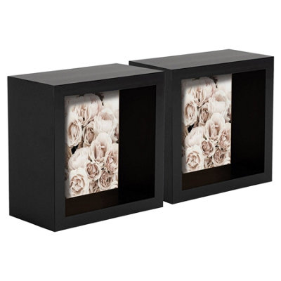 Nicola Spring - 3D Deep Box Photo Frames - 4 x 4" - Black - Pack of 2