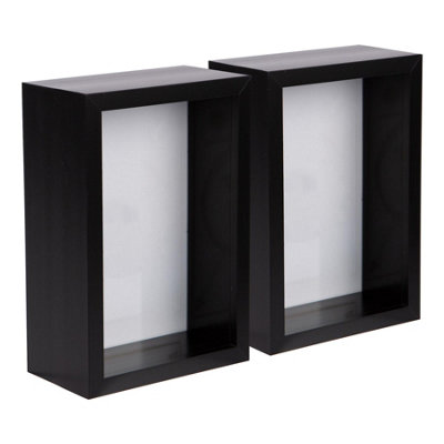 Nicola Spring - 3D Deep Box Photo Frames - 4" x 6" - Black - Pack of 2