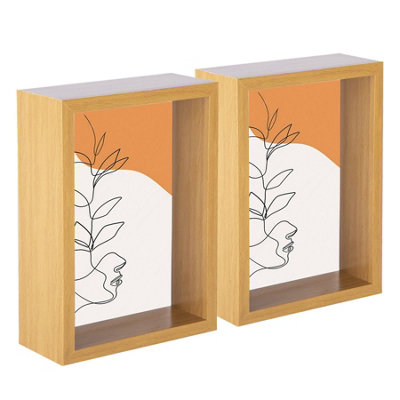 Nicola Spring - 3D Deep Box Photo Frames - 5 x 7" - Light Wood - Pack of 2