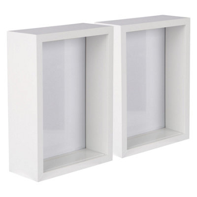 Nicola Spring - 3D Deep Box Photo Frames - 5" x 7" - White - Pack of 2