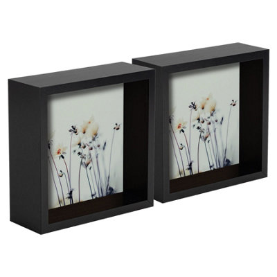 Nicola Spring - 3D Deep Box Photo Frames - 6 x 6" - Black - Pack of 2