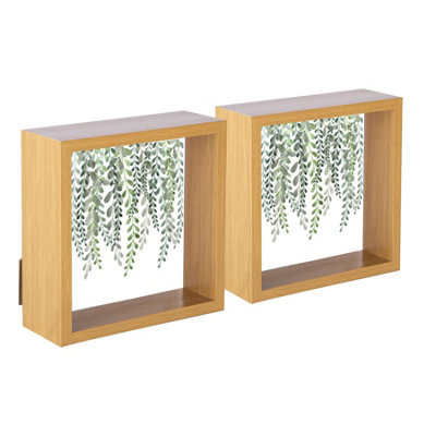 Nicola Spring - 3D Deep Box Photo Frames - 6 x 6" - Light Wood - Pack of 2