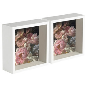 Nicola Spring - 3D Deep Box Photo Frames - 6 x 6" - White - Pack of 2