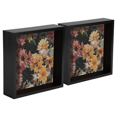 Nicola Spring - 3D Deep Box Photo Frames - 8 x 8" - Black - Pack of 2