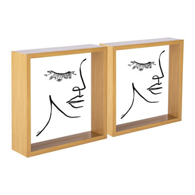 Nicola Spring - 3D Deep Box Photo Frames - 8 x 8" - Light Wood - Pack of 2