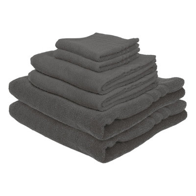 Nicola Spring 6pc Cotton Towels Set - 135cm x 70cm - Charcoal Price Comparisons | Compare The Build