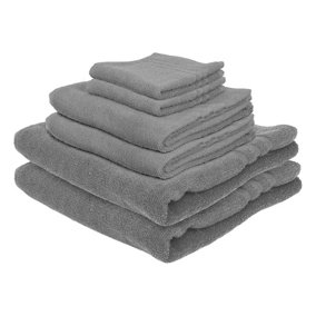 Nicola Spring 6pc Cotton Towels Set - 135cm x 70cm - Grey