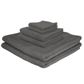 Nicola Spring 6pc Cotton Towels Set - 160cm x 90cm - Charcoal