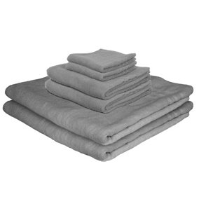 Nicola Spring 6pc Cotton Towels Set - 160cm x 90cm - Grey