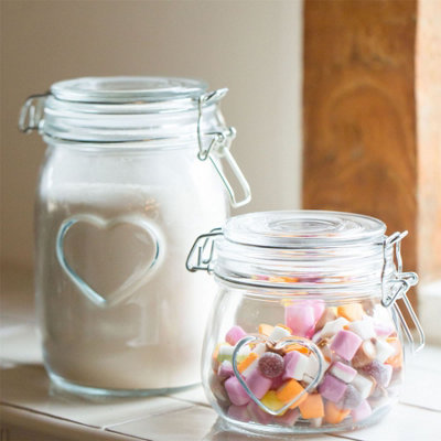 Nicola Spring 6x Glass Storage Jars - 1.5 Litre Airtight Clip Lid ...
