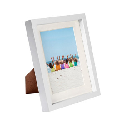 Nicola Spring 8" x 10" White 3D Box Photo Frame - 5" x 7" Mount - Ivory