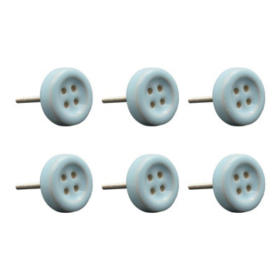 Nicola Spring - Ceramic Cabinet Knobs - Blue Button - Pack of 6