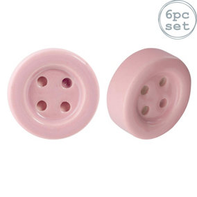 Nicola Spring - Ceramic Cabinet Knobs - Pink Button - Pack of 6