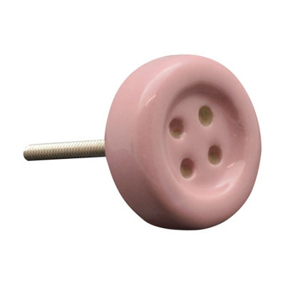 Nicola Spring - Ceramic Cabinet Knobs - Pink Button - Pack of 6