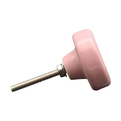 Nicola Spring - Ceramic Cabinet Knobs - Pink Button - Pack of 6 - 5