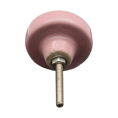Nicola Spring - Ceramic Cabinet Knobs - Pink Button - Pack of 6 - 6