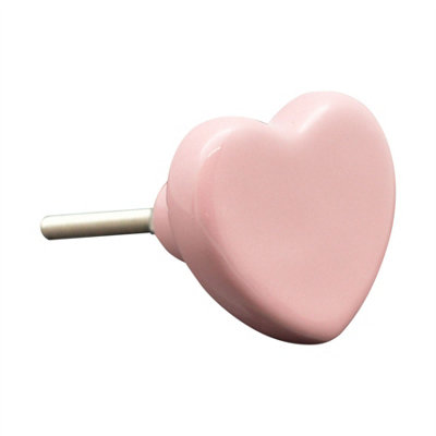Nicola Spring - Ceramic Cabinet Knobs - Pink Heart - Pack of 6 - 4