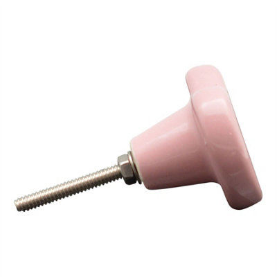 Nicola Spring - Ceramic Cabinet Knobs - Pink Heart - Pack of 6 - 5