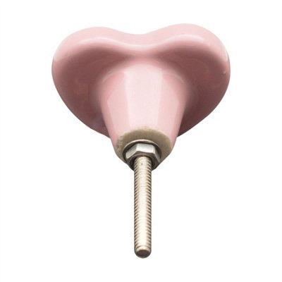Nicola Spring - Ceramic Cabinet Knobs - Pink Heart - Pack of 6 - 6