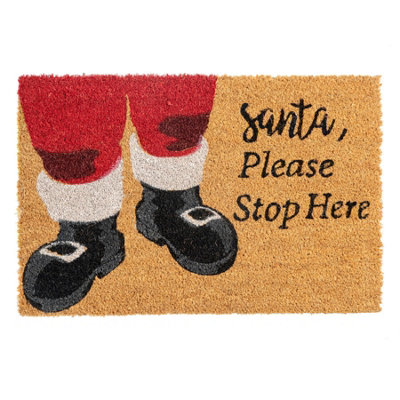 Nicola Spring - Christmas Coir Door Mat - 60 x 40cm - Santa