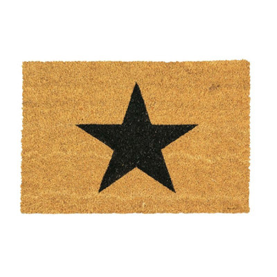 Nicola Spring - Coir Door Mat - 60 x 40cm - Black Star