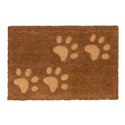 Nicola Spring - Coir Door Mat - 60 x 40cm - Embossed Paw Prints