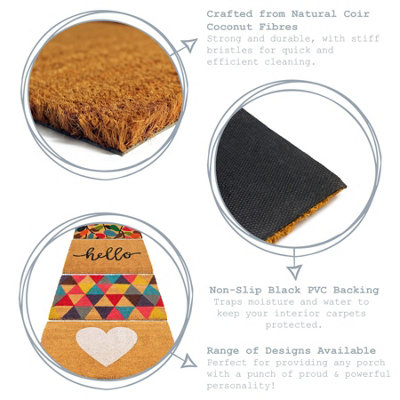 Nicola Spring - Coir Door Mat - 60 x 40cm - Hello
