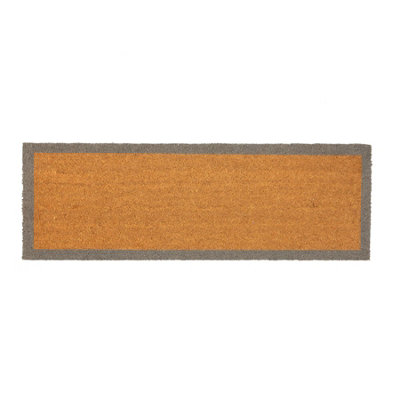 Nicola Spring Coir Double Door Mat 120 x 40cm Grey Border DIY